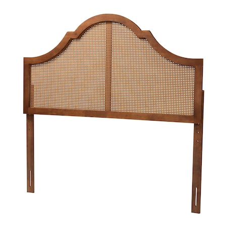Baxton Studio Camila Classic and Traditional Ash Walnut Finished Wood Queen Size Headboard with Rattan 238-12668-ZORO